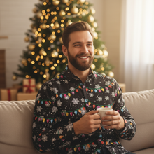 Load image into Gallery viewer, Mens 3D Snow Scene Christmas Shirt with Long Sleeves and Classic Lapel