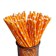 Load image into Gallery viewer, 25 Pack Christmas Kraft Paper Straws Colorful Printed Disposable Party Straws
