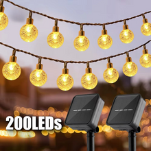 Load image into Gallery viewer, Solar Globe String Lights Outdoor with 200 LED Warm White Bubbles for Patio Garden and Holiday Decor