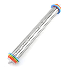 Load image into Gallery viewer, Adjustable Stainless Steel Rolling Pin with Silicone Grip, 17 Inch