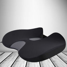 Load image into Gallery viewer, Memory Foam Driver Seat Cushion with U Shaped Cutout and Elastic Strap for Long Drives and Office Chairs