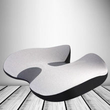 Load image into Gallery viewer, Memory Foam Driver Seat Cushion with U Shaped Cutout and Elastic Strap for Long Drives and Office Chairs