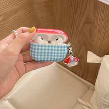 Load image into Gallery viewer, Red and Blue Checkered Cute Mushroom Pendant AirPods Case