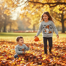 Load image into Gallery viewer, Cozy Halloween Sweatshirt for Kids with Ghost Pumpkin and Bat Design
