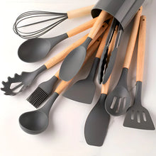 Load image into Gallery viewer, Silicone Cooking Utensils Set Heat-Resistant BPA-Free Bamboo Handle