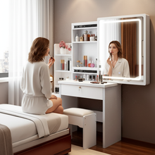 Load image into Gallery viewer, Elegant Bedroom Makeup Vanity with Integrated Storage for Small Spaces