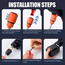Load image into Gallery viewer, Cordless Pressure Washer with Two Rechargeable Batteries Nozzles and Water Hose