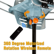 Load image into Gallery viewer, Motorized Outdoor TV Antenna with 360 Degree Rotation Remote and Steel Pole Mount