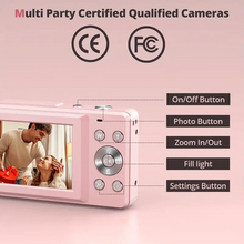 Load image into Gallery viewer, Retro Style Compact Digital Camera with 1080p Video, Built In Screen and One Button Capture in Three Colors