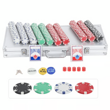 Load image into Gallery viewer, Poker Chip Set of 500 Weighted Chips with Two Card Decks Five Dice and Aluminum Case