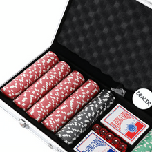 Load image into Gallery viewer, Poker Chip Set of 500 Weighted Chips with Two Card Decks Five Dice and Aluminum Case