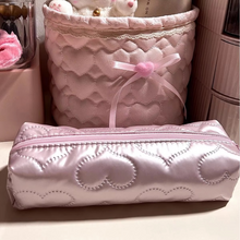 Load image into Gallery viewer, Heart Bowknot Large Capacity Pencil and Makeup Bag