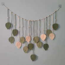 Load image into Gallery viewer, Boho Macrame Leaf Wall Hanging, Handmade Feather Tapestry for Living Room or Bedroom Decor