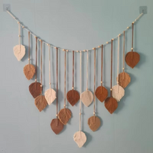 Load image into Gallery viewer, Boho Macrame Leaf Wall Hanging, Handmade Feather Tapestry for Living Room or Bedroom Decor