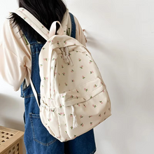 Load image into Gallery viewer, Floral White School Backpack for Teenage Girls and Women