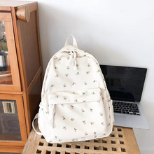 Load image into Gallery viewer, Floral White School Backpack for Teenage Girls and Women