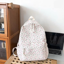 Load image into Gallery viewer, Floral White School Backpack for Teenage Girls and Women