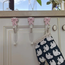 Load image into Gallery viewer, Elegant Pearl Bow Over-the-Door Double Hook Rack for Cabinets and Kitchens