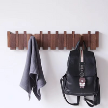 Load image into Gallery viewer, Wall Mounted Black Walnut Coat Rack Solid Wood Entrance Door Hanger