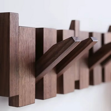Load image into Gallery viewer, Wall Mounted Black Walnut Coat Rack Solid Wood Entrance Door Hanger