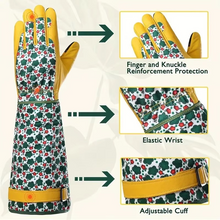 Load image into Gallery viewer, Premium Cowhide Garden Gloves Puncture Resistant Safety Gloves for Pruning and Yard Work