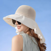 Load image into Gallery viewer, Summer Bucket Hat for Women with Detachable Shawl, Lightweight Mesh Sun Hat for Face and Neck Protection