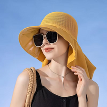 Load image into Gallery viewer, Summer Bucket Hat for Women with Detachable Shawl, Lightweight Mesh Sun Hat for Face and Neck Protection