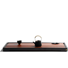 Load image into Gallery viewer, Large Rectangular Bamboo Tea Tray with Drainage and Hidden Water Storage