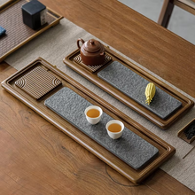 Load image into Gallery viewer, Solid Wood Tea Tray, Rectangular Bamboo Drainage Tea Table for Gongfu Brewing