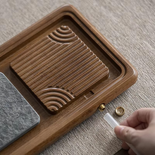 Load image into Gallery viewer, Solid Wood Tea Tray, Rectangular Bamboo Drainage Tea Table for Gongfu Brewing