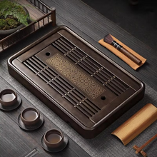 Load image into Gallery viewer, Rectangular Wooden Tea Serving Tray with Drainage for Home and Living Room
