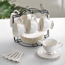 Load image into Gallery viewer, European Floral Bone China Teapot and Cup Set with Serving Tray