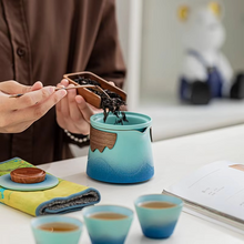 Load image into Gallery viewer, Portable Gradient Travel Tea Set with One Pot and Three Cups