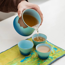 Load image into Gallery viewer, Portable Gradient Travel Tea Set with One Pot and Three Cups