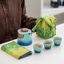 Load image into Gallery viewer, Portable Gradient Travel Tea Set with One Pot and Three Cups