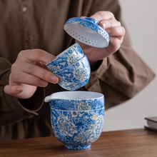 Load image into Gallery viewer, Portable Enamel Travel Tea Set with Teapot and Three Cups