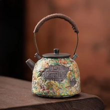 Load image into Gallery viewer, Rock Painting Paper Pattern Zen Teapot with Rattan Handle, 6.6 fl oz