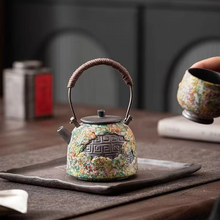 Load image into Gallery viewer, Rock Painting Paper Pattern Zen Teapot with Rattan Handle, 6.6 fl oz