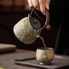 Load image into Gallery viewer, Rock Painting Paper Pattern Zen Teapot with Rattan Handle, 6.6 fl oz