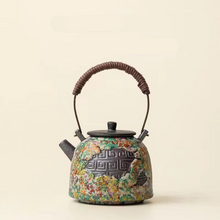 Load image into Gallery viewer, Rock Painting Paper Pattern Zen Teapot with Rattan Handle, 6.6 fl oz