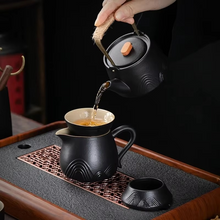 Load image into Gallery viewer, Black Clay Kung Fu Tea Set with Anti-scalding Handle Teapot and Matching Cups for Home Tea Ceremony