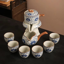 Load image into Gallery viewer, Blue and White Porcelain Automatic Teaware Set with Stone Mill Teapot