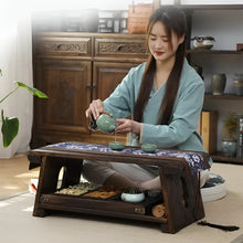 Load image into Gallery viewer, Foldable Paulownia Wood Coffee Table, Japanese Tatami Style Desk with Rice Window Pattern