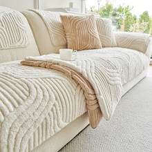 Load image into Gallery viewer, Velvet Striped Non Slip Sofa Cover and Couch Protector