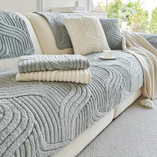 Load image into Gallery viewer, Velvet Striped Non Slip Sofa Cover and Couch Protector