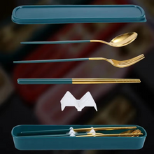 Load image into Gallery viewer, Portable 3‑Piece Stainless Steel Cutlery Set with Chopsticks, Fork, Spoon