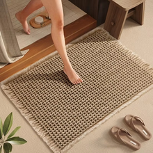 Load image into Gallery viewer, Linen Woven Bath Mat Quick Dry Super Absorbent Waffle Floor Mat