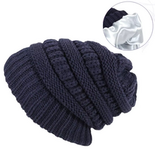 Load image into Gallery viewer, Satin Lined Knitted Beanie for Women and Men Warm Winter Slouch Hat