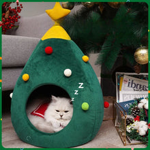Load image into Gallery viewer, Christmas Tree Cat Bed – Cozy Heated Cat Tent for the Holidays