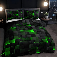 Load image into Gallery viewer, Geomatrix Duvet Cover Set, 3D Grid Print Bedding